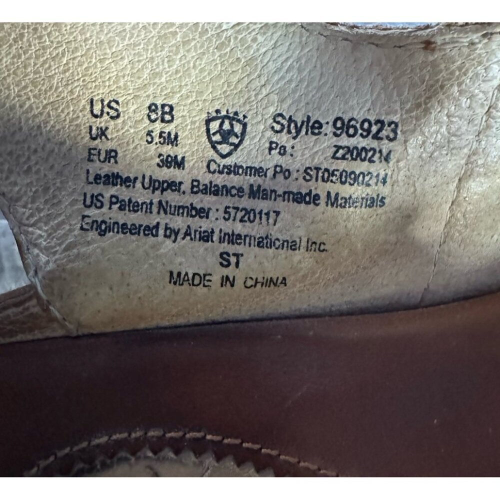 Ariat Women's Sz 8 Floral Slingback Leather Sandals Tan - Picture 7 of 11